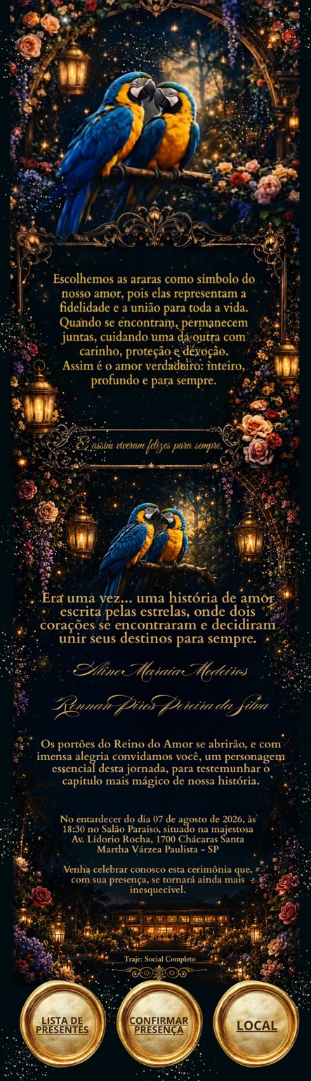 Convite de casamento de Aline e Rennan